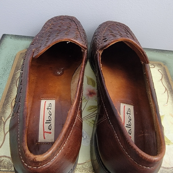 Talbots Vintage Brown Woven Leather Loafers Size 7 - Picture 5 of 13